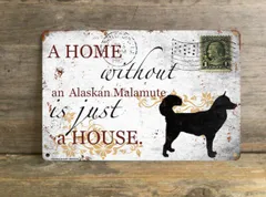 【Alaskan Malamute/アラスカン・マラミュート】 メタルプレート メッセージ 犬 雑貨 グッズ アート ポスター おしゃれ インテリア 壁飾り アンティーク風 9