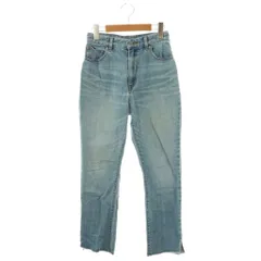 グリーンレーベルリラクシング ユナイテッドアローズ green label relaxing スリットスキニーデニムパンツ ジーンズ テーパード コットン 36 ライトブルー /NR ■OS