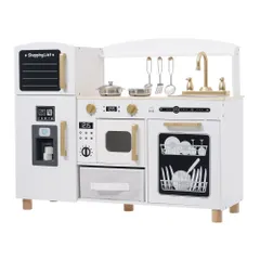 「数量限定セール」全新品 おままごと キッチン 絵描きキッチン 付属品 木製 台所 調理器具付き 知育玩具 コンロ 冷蔵庫 製氷機 電子レンジ  家事 おもちゃ キッズ ベビー 誕生日 プレゼント【ホワイト】