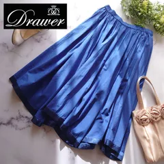 Drawer ロングスカート フレア ギャザー ウエストゴム バイカラー M