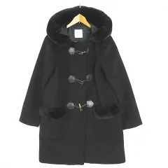 バックナンバー BACK NUMBER ダッフルコート ミディアム丈 フード付き フェイクファー ストレッチ レーヨン F ブラック kz13713