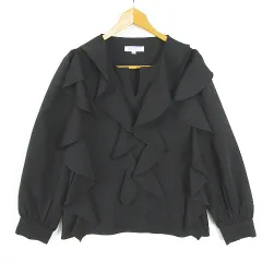 バナーセレクト BANNER SELECT フリル プルブラウス 長袖 ストレッチ M ブラック kz13721