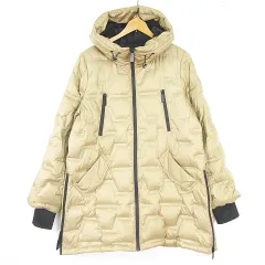 glitgern ダウンジャケット ダウンコート フード付き M ベージュ ブラック kz13739