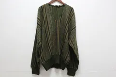 古着 ビンテージ イタリア製 Vネック ニットセーター ストライプ マルチ柄 メンズ 12-K131/1/060