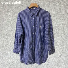 classicalelf 青と白のストライプ 長袖シャツ Mサイズ