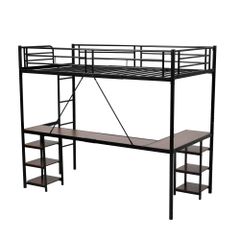  ロフトベッド パイプベッド シングル デスク付き 収納棚 ハシゴ付き 左右入れ替え可能 ロフトベッド 収納 大人 一人暮らし 子供ベッド 北欧風 二段ベッド 子供部屋 スチール 耐震 パイプ   