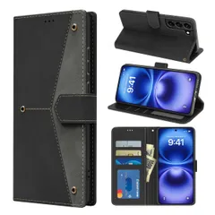 【人気商品】おしゃれ (ブラック） かわいい マグネット内蔵 全面保護 スマホケース s22 ギャラクシー 耐衝撃 スタンド機能 高級レザー カバー SCG13 / SC-51C カード収納 財布型 バイカラー 手帳型 ケース S22 Galaxy