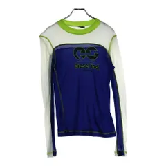 DIESEL (ディーゼル) T-ANTO MAGLIETTA フロントプリント モックネック 長袖Tシャツ カットソー レディース ブルー/ホワイト A06578