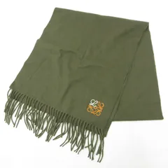 【三重本店】 中古 LOEWE | ロエベ カシミヤマフラー アナグラムスカーフ カーキグリーン 【135】