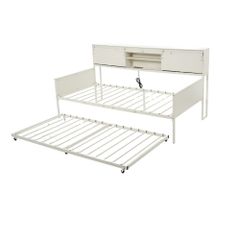 「数量限定セール」 【新作】【ホワイト】親子ベッド 二段ベッド 多段ベッド シングル ベッド コンセント付き 宮棚付き パイプベッド ホワイト ブラック シンプル 木 ウッド調 北欧風 おしゃれ 送料無料 子供部屋 寮   