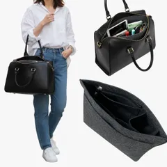 【Z25】バッグインバッグ 軽量 自立 フェルト製 グレー 2サイズ展開 安い 大容量 ポケット 豊富！整理整頓に最強のインナーバッグ ポーチ 収納バッグ