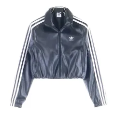 adidas (アディダス) FIREBIRD P TT ファイアーバード フェイクレザー トラックトップ ジャケット ブラック レディース IY7273