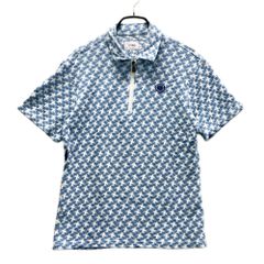 サイズ：04 TOVHO トヴホ  ハーフジップ 半袖ポロシャツ 総柄 ブルー系 [240101567163] ゴルフウェア メンズ ストスト