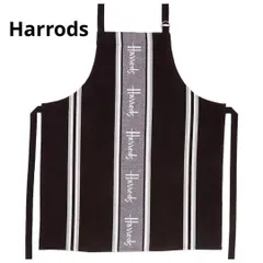 【Harrodsロゴ】英国ハロッズ新品　コットンエプロン モノトーン ストライプのサムネイル