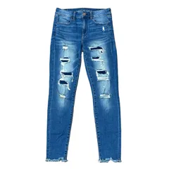 AMERICAN EAGLE HI-RISE JEGGING ハイライズ ジェギング リペア加工 スキニーデニム ブルー サイズ6R アメリカンイーグル
