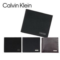 CK CALVIN KLEIN ブラックレザー二つ折り財布 837603 - メルカリ