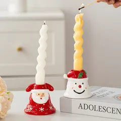 クリスマス キャンドルホルダー キャンドルスタンド セラミック 雪だるま サンタクロース サンタさん サンタ さんた インテリア 装飾 パーティー リビング ダイニング オシャレ 可愛い 寝室 テーブ