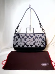 美品 コーチ COACH アクセサリーポーチ ワンショルダー シグネチャー ミニハンドバッグ6094  保存袋付き