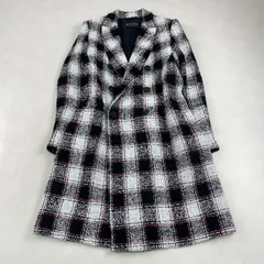 美品　ETRO　チェスターコート　最高級ツイード生地　チェック　44 XL相当　ホワイト　ブラックのサムネイル
