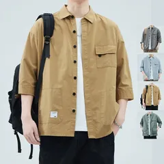 メンズ ミリタリーシャツ ワークシャツ 七分袖シャツ カジュアルシャツ アウトドア 通気 お兄系 おしゃれ 夏