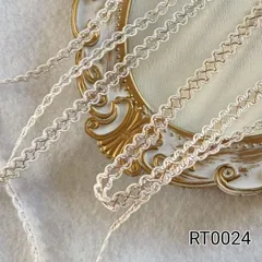 レーストリム★レースブレード★リボン★白×メタリック★6mm幅★2m〈RT0024〉　ドール服　ラッピング　デコ　スクラップブッキング　コラージュ