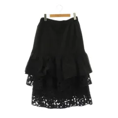 【中古】アドーア ADORE 25SS ミックスフラワーレーススカート ティアードスカート ロング 38 ブラック レディース アドーア ADORE 25SS ミックスフラワーレーススカート ティアード