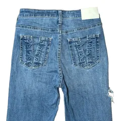 GYDA H/W THIGH ダメージデザイン スキニーデニムパンツ ブルー レディースS ジェイダ