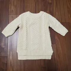中古　seraphセラフ　ケーブル編み　ニットワンピース　80サイズ　アイボリー
