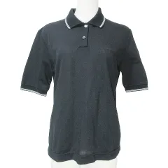 ジャンフランコフェレ GIANFRANCO FERRE GOLF ポロシャツ 半袖 ゴルフウエア ライン ロゴ刺繡 40 M相当 黒 ブラック ■GY99 X