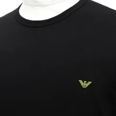 【送料無料】背中 中央部下ヒップ（BUTT)部分に８ｍｍ台の破けキズ処分価格EMPORIO ARMANI（エンポリオアルマーニ）111653 CREW NECK T-SHIRT L/SLEEVE 3F722コットン100% 00020ブラック XLメンズサイズ