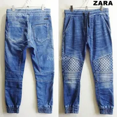 ZARA MAN　ザラ　バイカー ジョガーデニムパンツ　S/W30　メンズ　ストレッチ　スウェット　トルコ製　インディゴ