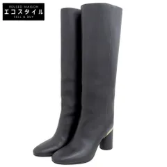 JIMMY CHOO ジミーチュウ 美品 レザー ロングブーツ シューズ レディース 黒 ブラック 37 1/2 37 1/2