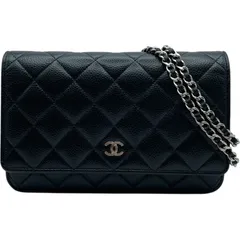 シャネル CHANEL マトラッセ チェーンウォレット AP0250 ブラック　シルバー金具 キャビアスキン レディース ショルダーバッグ