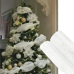 【数量限定】クリスマスツリー 飾り リボン クリスマス リボン オーナメント 屋外に適クリスマスツリー、してベッドルーム、アウトドア、結婚式、パーティ、庭対応、誕生日、 バー シルバー