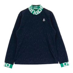 サイズ：M AND PER SE アンパスィ 2025年モデル モックネック長袖 Tシャツ 総柄 ネイビー系 [240101582407] ゴルフウェア レディース ストスト
