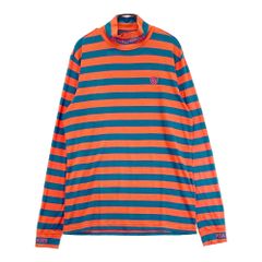 サイズ：5 MASTER BUNNY EDITION マスターバニーエディション  ハイネック 長袖Tシャツ ボーダー柄 オレンジ系 [240101583199] ゴルフウェア メンズ ストスト