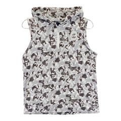 サイズ：40 ZOY ゾーイ ×ムーミン フード付ハーフジップスウェットベスト 総柄 グレー系 [240101583958] ゴルフウェア レディース ストスト