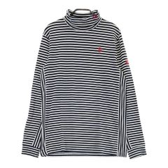 サイズ：4 MASTER BUNNY EDITION マスターバニーエディション  長袖タートルネックTシャツ ボーダー柄 ネイビー系 [241003000774] ゴルフウェア メンズ ストスト