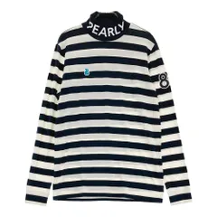 サイズ：4 PEARLY GATES パーリーゲイツ  長袖ハイネックTシャツ ボーダー柄 ネイビー系 [241003000775] ゴルフウェア メンズ ストスト