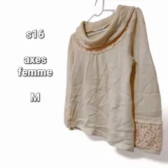 axes femme アクシーズファム 姫かわ 長袖ニット レース 可愛い 胸元、袖先透け感あり M 長袖ニット セーター