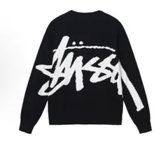 【新品未使用】Stussy 2022クラシックモデルウールセーター 大きなロゴルーズフィットプルオーバー丸首手編みルーズシルエットニットセーター 男女兼用