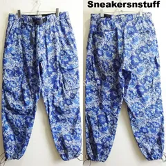 美品★　Sneakersnstuff　総柄クライミングカーゴパンツ　メンズM相当　テーパード　薄手　ブルー　スニーカーズエンスタッフ