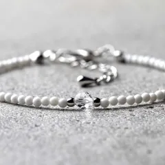 高品質 天然水晶4mm / ホワイトオニキス2mm 天然石アクセサリー お守り パワーストーン ブレスレット　- suzukaze22