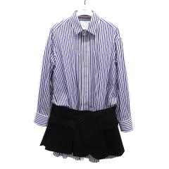 サカイ sacai シャツ&スカート ミニ ドレス ワンピース ストライプ 長袖 2023AW Shirt & Skirt Mini Dress 1 23-06773 新品同様のサムネイル