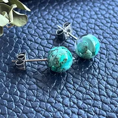 ターコイズ 天然石 ミニピアス レジン イヤリング アレルギー対応 ハンドメイド