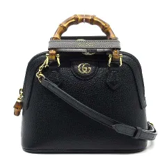 グッチ GUCCI ダイアナ ミニ トートバッグ 2WAY ハンドバッグ ショルダーバッグ バンブー レザー 715775 ブラック 黒