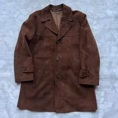 ヴィンテージ スエード調 ミドル丈コート ブラウン Mサイズ レトロジャケット アウター