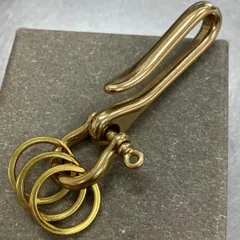 真鍮製カラビナ シンプルフック 二重キーリング シャックル キーホルダー
