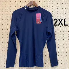 メンズヒートギアコンプレッション長袖モックシャツ 2XLネイビー（1369606）