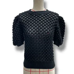 Sov. ソブ ボリュームショルダーニット 半袖 ニット トップス サマーニット パフスリーブ ワッフル生地 ブラック 黒 サイズ36 レディース 夏 ゴーゴー古着久喜倉庫店 No.1421